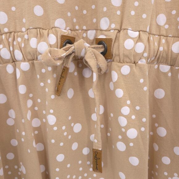 Ulla Popken polka dot knit dress Plus Size 20/22 beige elastic drawsting waist - Picture 4 of 8